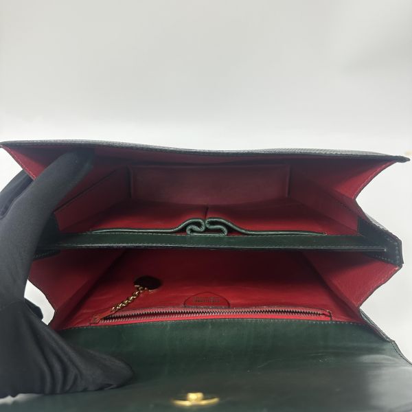 Celine Vintage 綠色蜥蜴皮手提包 