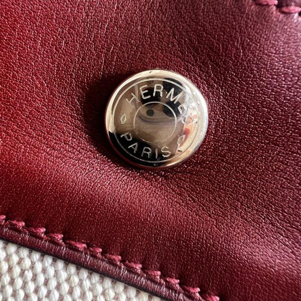 Hermès 皮革帆布手提包 