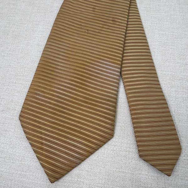 LANVIN 黃條紋 領帶 領結 絲綢（中古） 