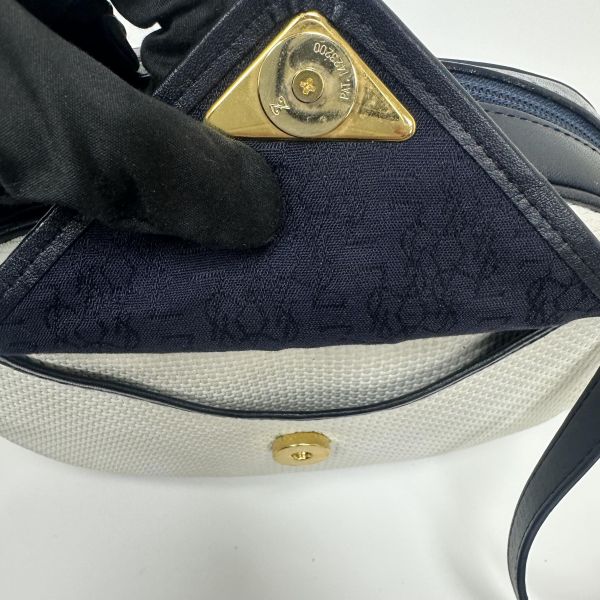 YSL Vintage 中古白色編織皮革信封斜背包包 