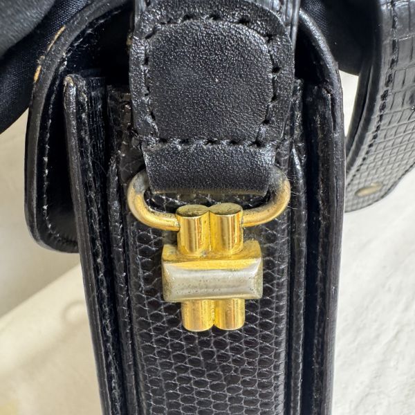 Gucci Vintage Lizard Leather Shoulder Bag 黑色蜥蜴皮單肩包 
