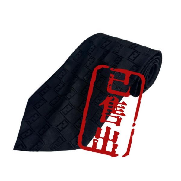 FENDI 黑色老花領帶（中古） 