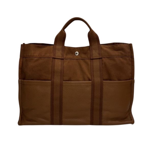 Hermès 帆布拼皮手提包 