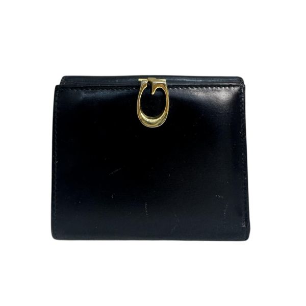 GUCCI 中古 黑色金扣G LOGO 短夾 