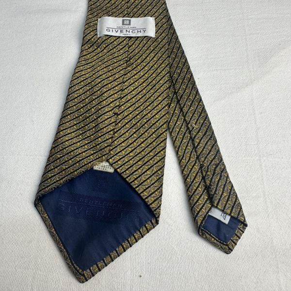 GIVENCHY 紀梵希 黑金菱格織紋領帶 領結 絲綢（中古） 