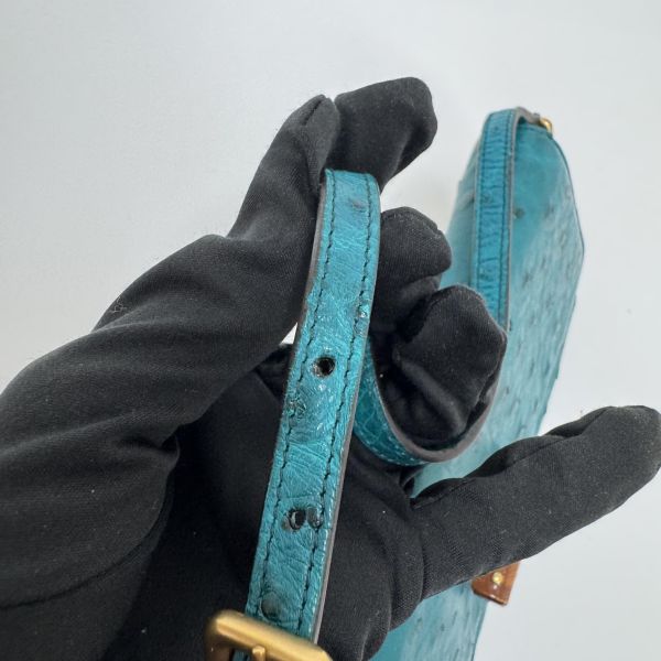 Gucci 竹節細節鴕鳥皮肩背包 