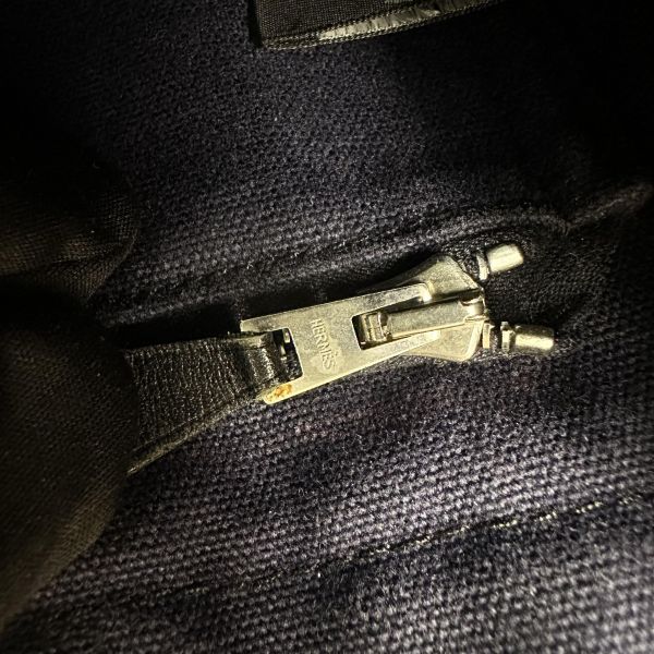 Hermès 中古紫拼黑小號帆布手袋 