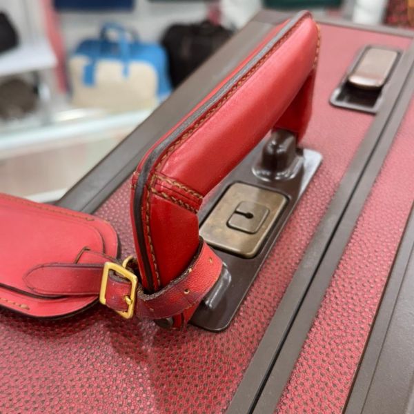 Louis Vuitton 硬箱 紅皮革旅行箱 