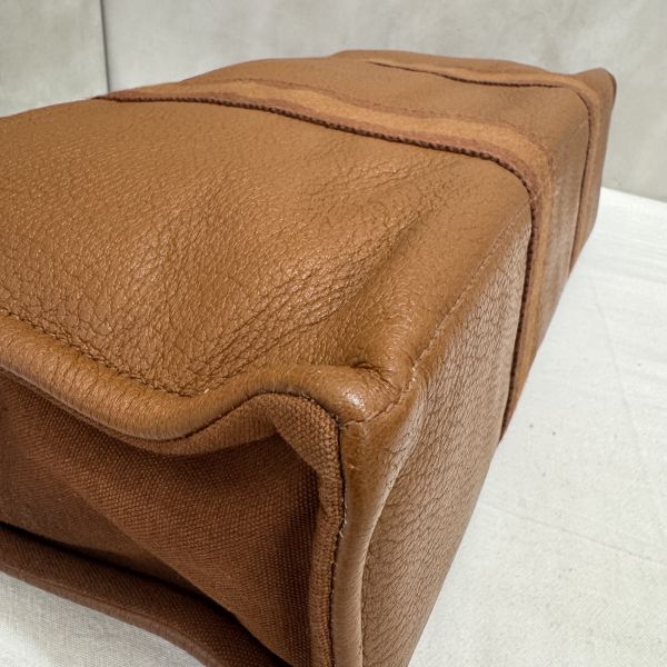 Hermès 帆布拼皮手提包 