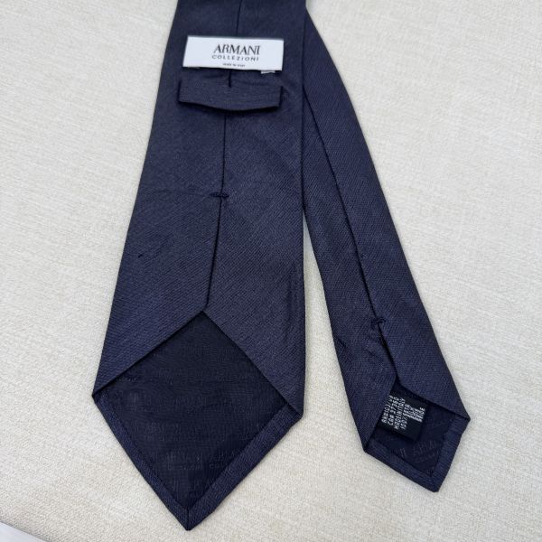 Armani 藍素面 領帶 領結 絲綢（中古） 