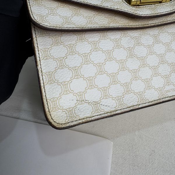 Celine 白色老花雙子星手提包 