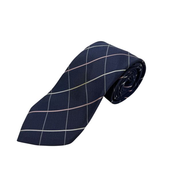 Burberry 藍格紋 領帶 領結 絲綢（中古） 