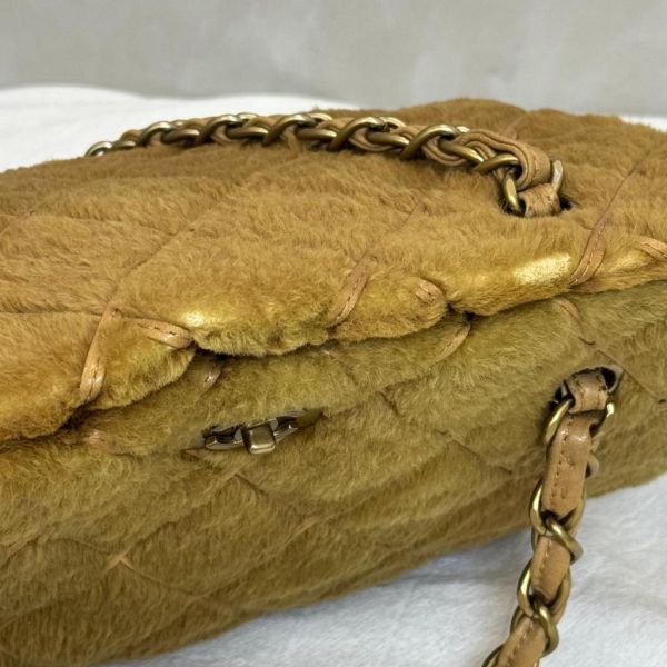 CHANEL 棕色皮草托特包 