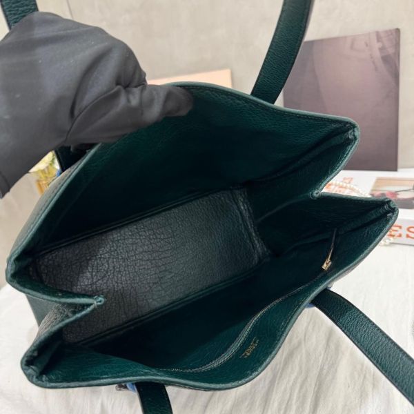 Hermès 墨綠山羊皮肩背包 