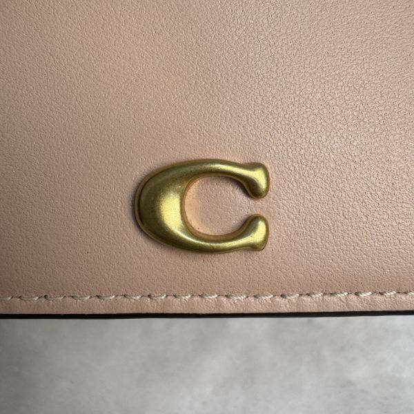 COACH 專櫃款 粉色 C字logo 零錢卡包 