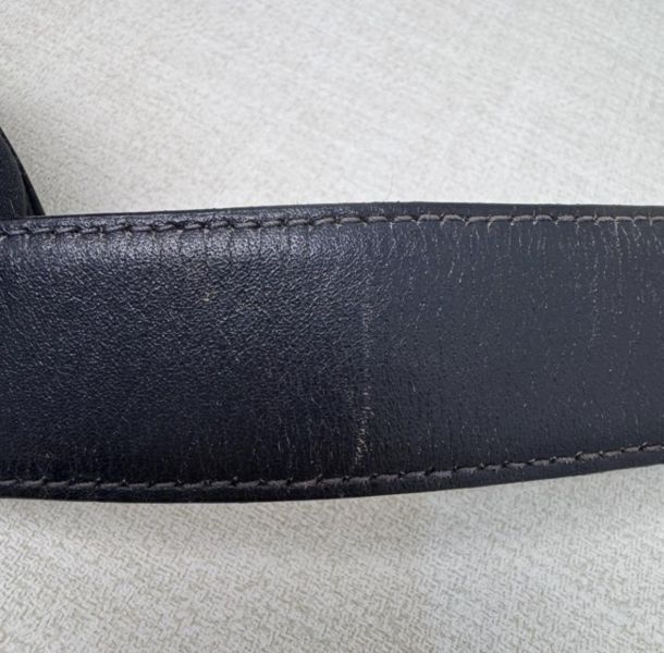 Celine 金x銀馬車頭 黑皮革 皮帶 腰帶 