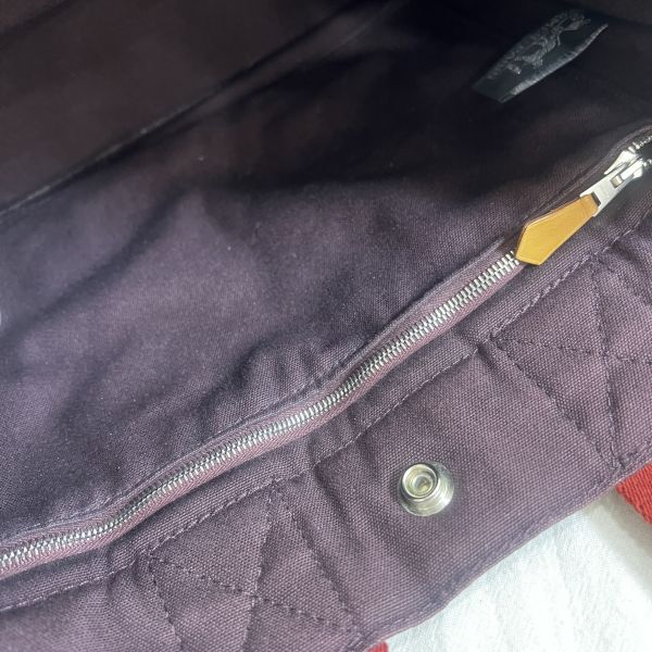 Hermès 酒紅中號帆布手袋 