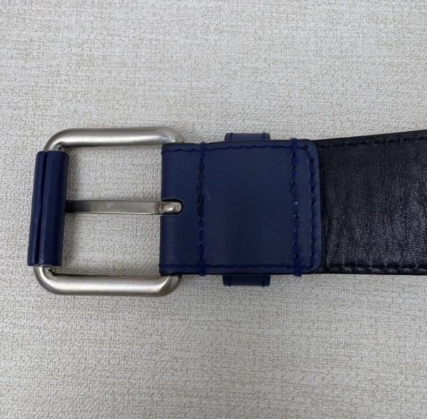 Bottega Veneta 銀頭 藍編織 皮帶 腰帶 