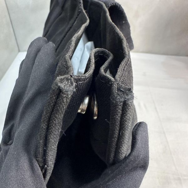 Hermès 黑色帆布拼皮革手提包 