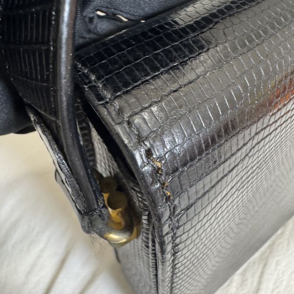 Gucci Vintage Lizard Leather Shoulder Bag 黑色蜥蜴皮單肩包 