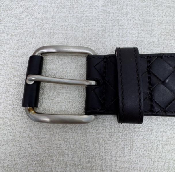 Bottega Venetia 深咖 銀頭編織 皮帶 腰帶 