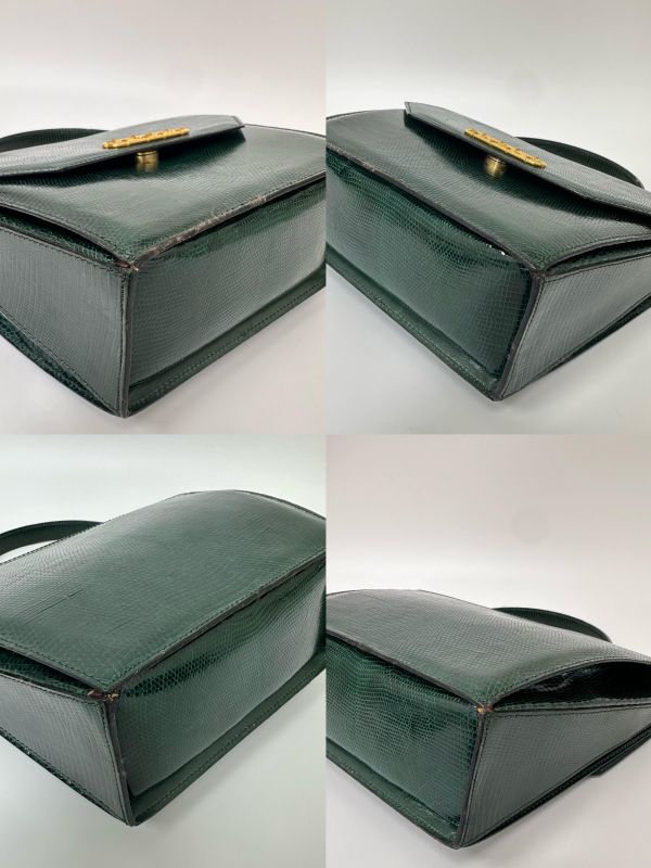 Celine Vintage 綠色蜥蜴皮手提包 