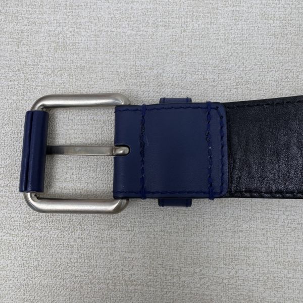 Bottega Veneta 銀頭 藍編織 皮帶 腰帶 