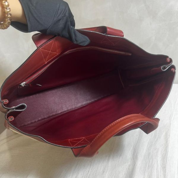 Hermès 皮革帆布手提包 