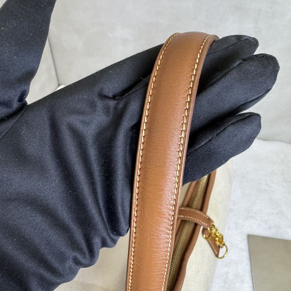 Hermès Trim 31金棕金釦拼帆布 