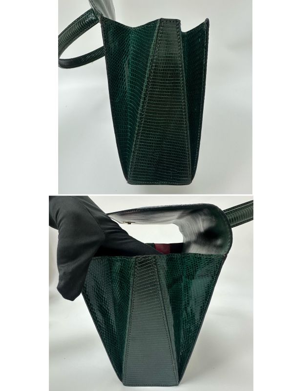 Celine Vintage 綠色蜥蜴皮手提包 