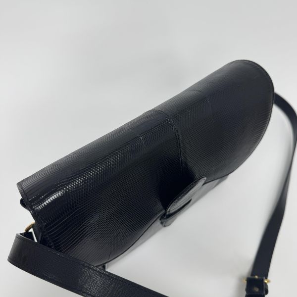 YSL 黑色鱷魚皮 斜挎包 