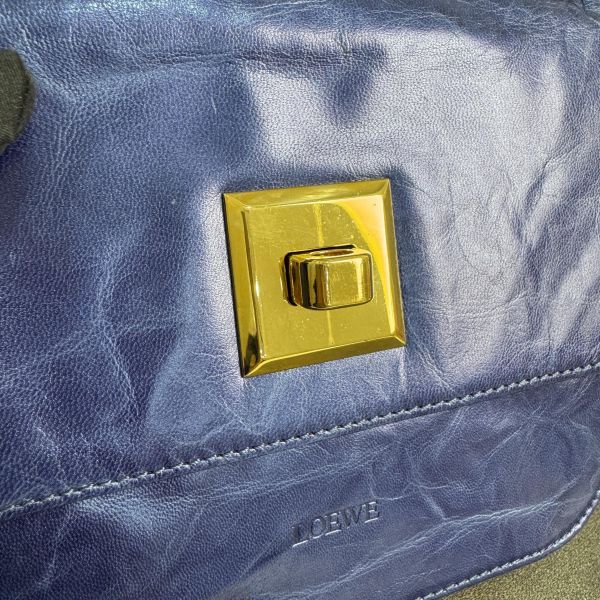 Loewe (羅威) Vintage 電光藍牛皮金扣肩背包* 