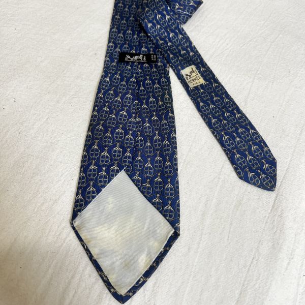 Hermès 藍色鏈條領帶（中古） 