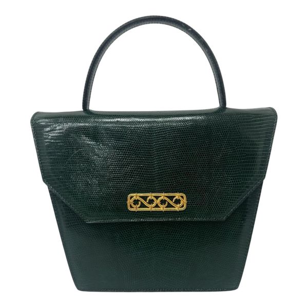 Celine Vintage 綠色蜥蜴皮手提包 