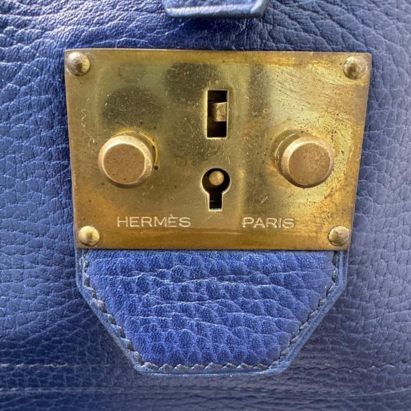 Hermes 深藍色金釦旅行袋 
