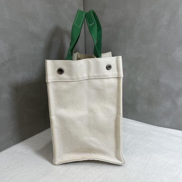 Hermès 帆布青蘋果綠手提包 