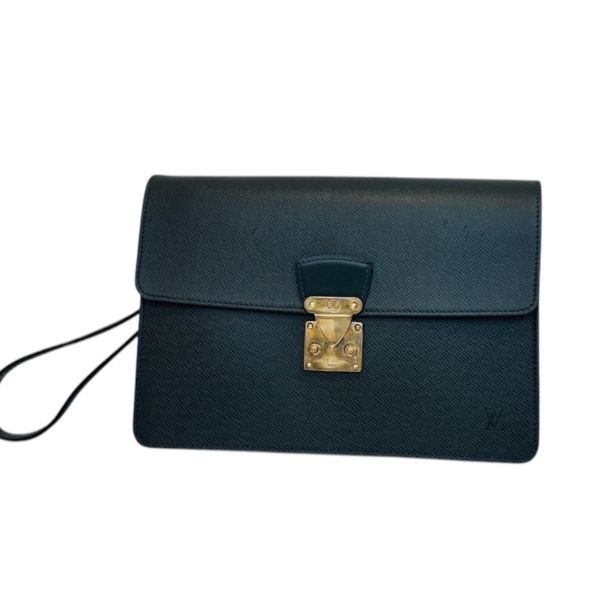 Louis Vuitton 墨綠色荔枝皮手拿包 