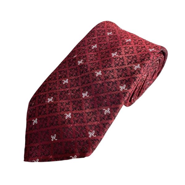 YSL Saint Laurent紅色復古印花領帶 領結 絲綢（中古） 