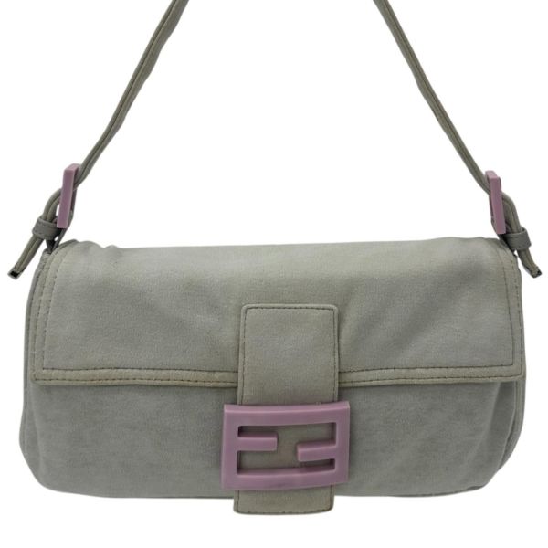 Fendi Baguette 淡灰色布面肩背包 