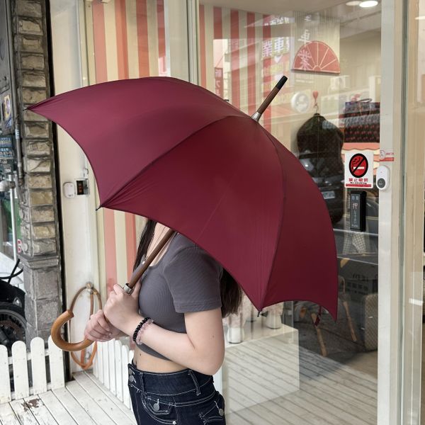 Hermès 愛馬仕 酒紅色長傘 