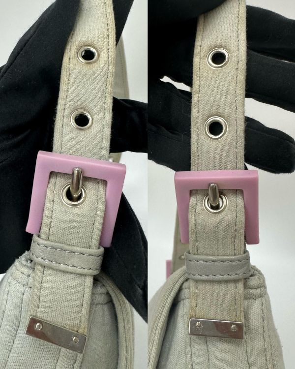 Fendi Baguette 淡灰色布面肩背包 