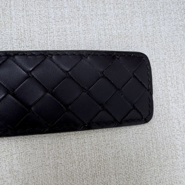 Bottega Venetia 深咖 銀頭編織 皮帶 腰帶 