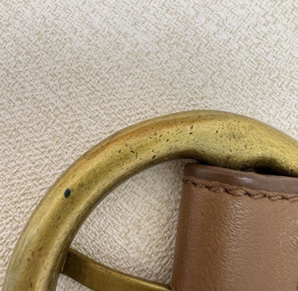 Bottega Veneta 金色圓頭 棕色編織 皮帶 腰帶 