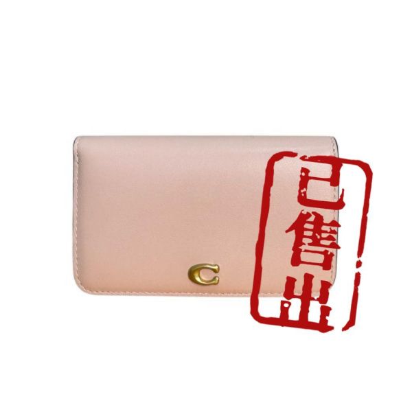 COACH 專櫃款 粉色 C字logo 零錢卡包 
