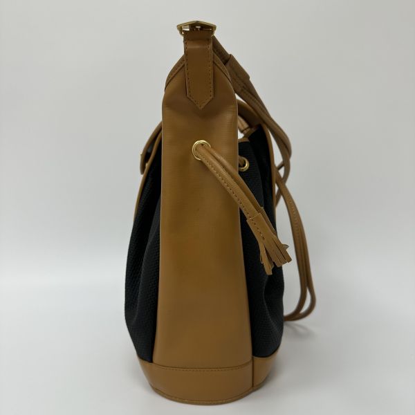 YSL 聖羅蘭 絕版 古董編織拼皮革水桶包 