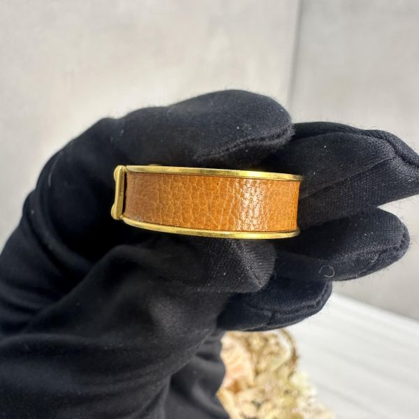 Hermes 中古金鎖頭橘皮絲巾釦戒指 