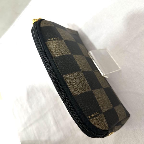 Fendi復古格紋化妝包萬用收納包 
