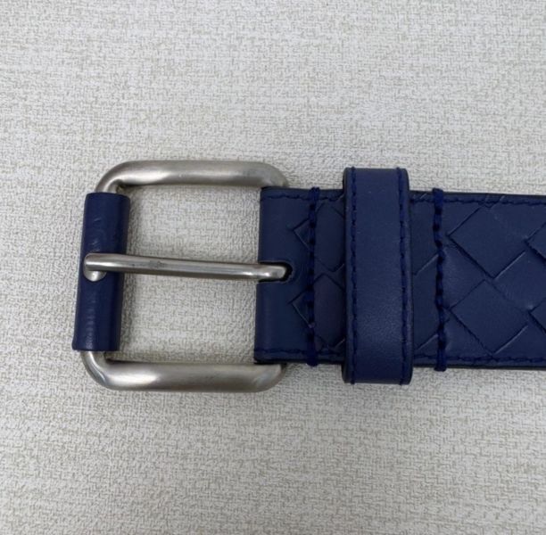 Bottega Veneta 銀頭 藍編織 皮帶 腰帶 