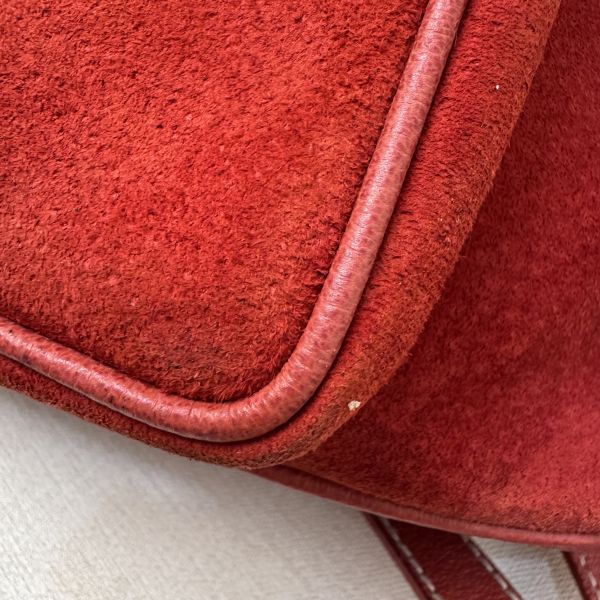 Gucci 竹子絨面紅後背包 