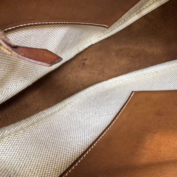 Hermès Trim 31金棕金釦拼帆布 